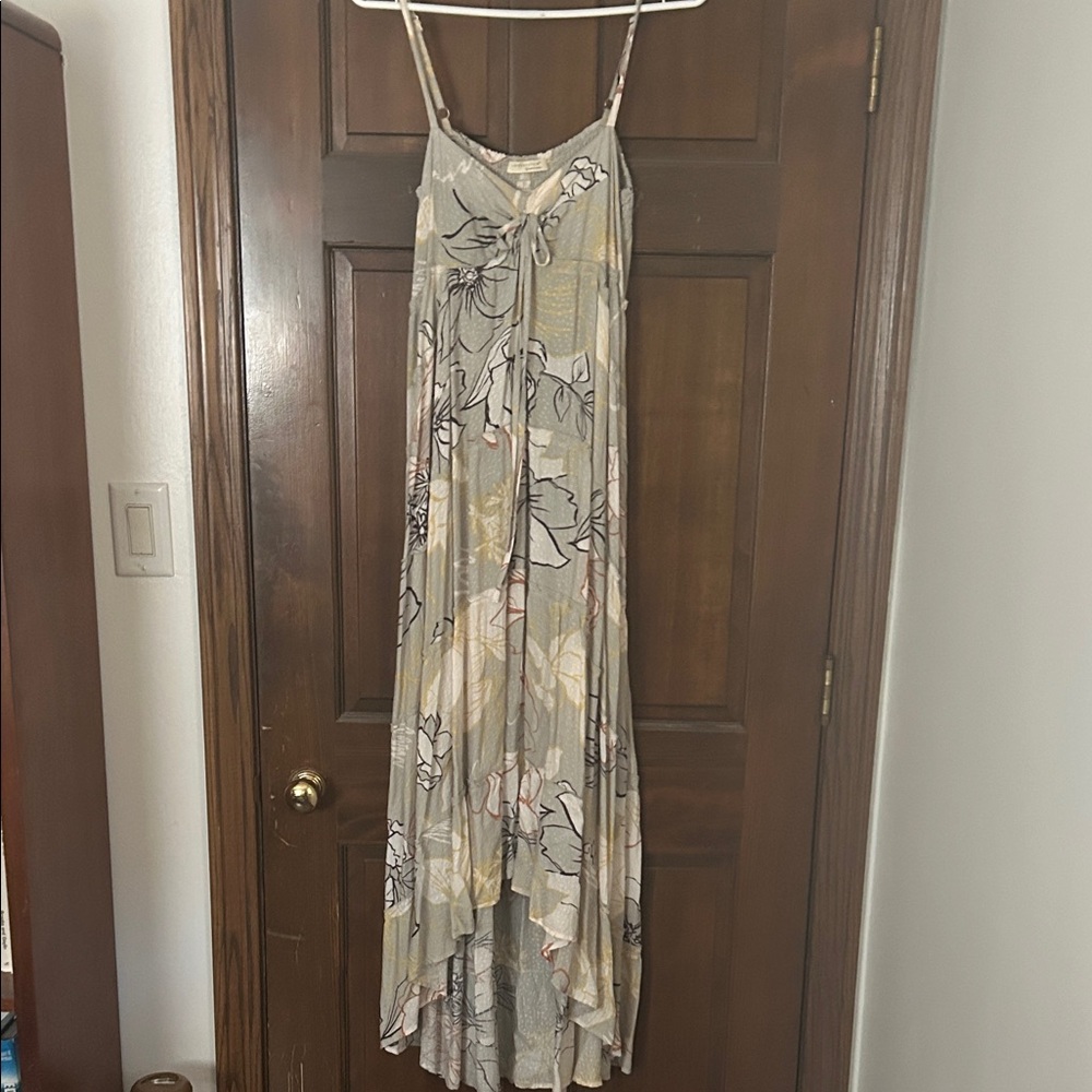Lovestitch High Low Dress in Cream and Gray Floral